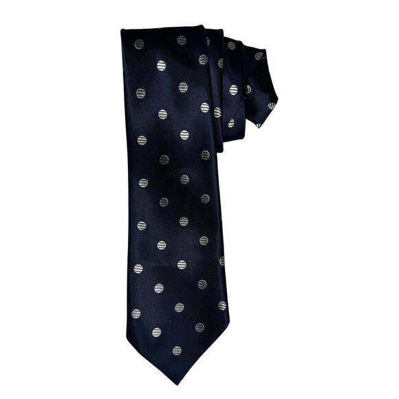 Classic Polka Dot Mens Silk Tie Acetate Rayon - Picture 2 of 5